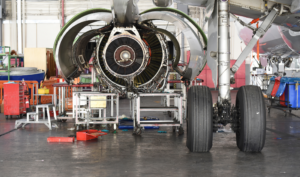 airplane in hanger